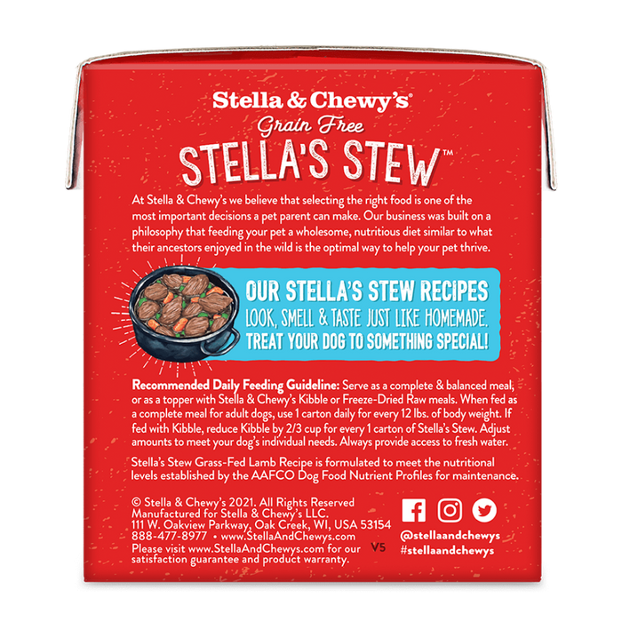 Stella & Chewy's Grain Free Grass-Fed Lamb Stew For Dogs