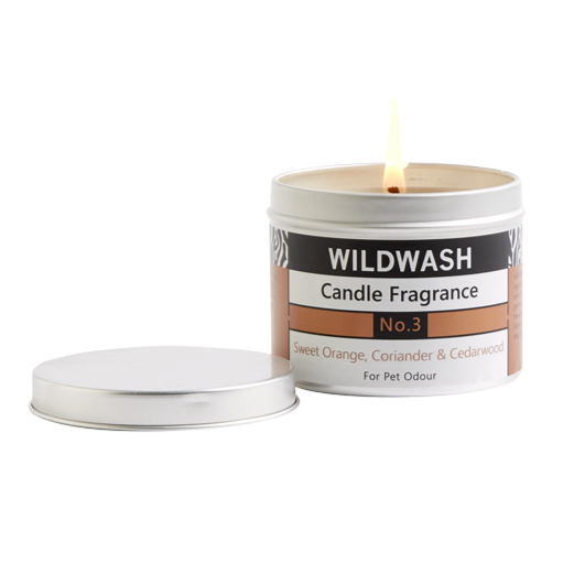WildWash Candle In A Tin Sweet Orange, Coriander & Cedarwood Fragrance No.3