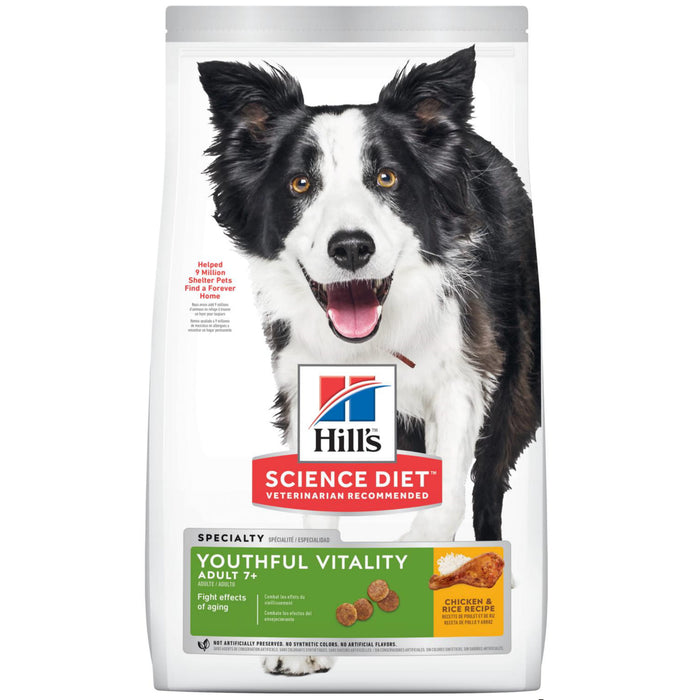 10% OFF + FREE TREATS: Hill's® Science Diet® Youthful Vitality Adult 7+ Chicken & Rice Recipe Dry Dog Food
