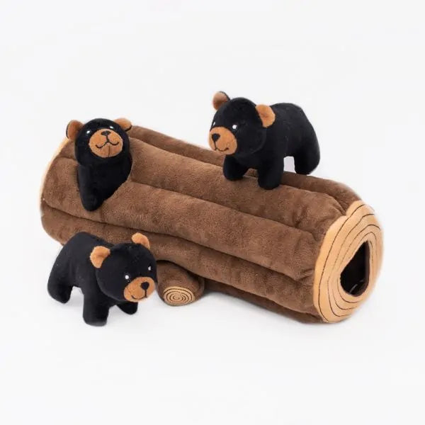 ZippyPaws Zippy Burrow™  Black Bear Log Toy