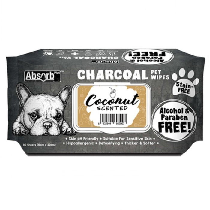 3 FOR $15: Absorb Plus Coconut Charcoal Pet Wipes (80Pcs)