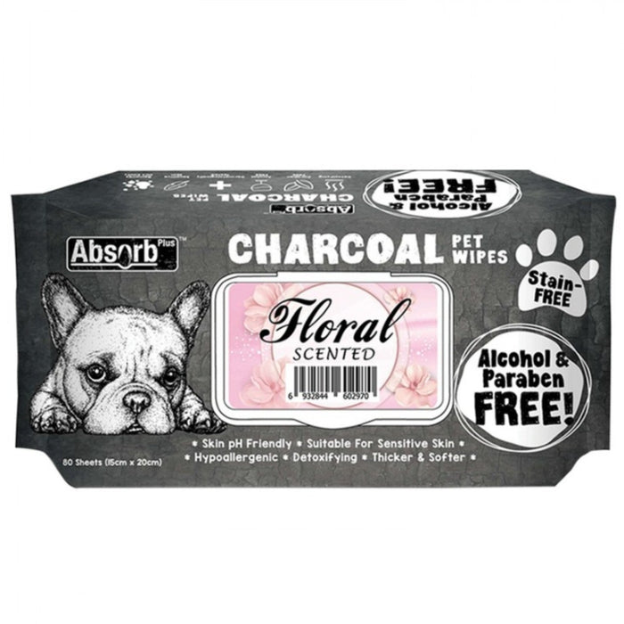 3 FOR $15: Absorb Plus Floral Charcoal Pet Wipes (80Pcs)