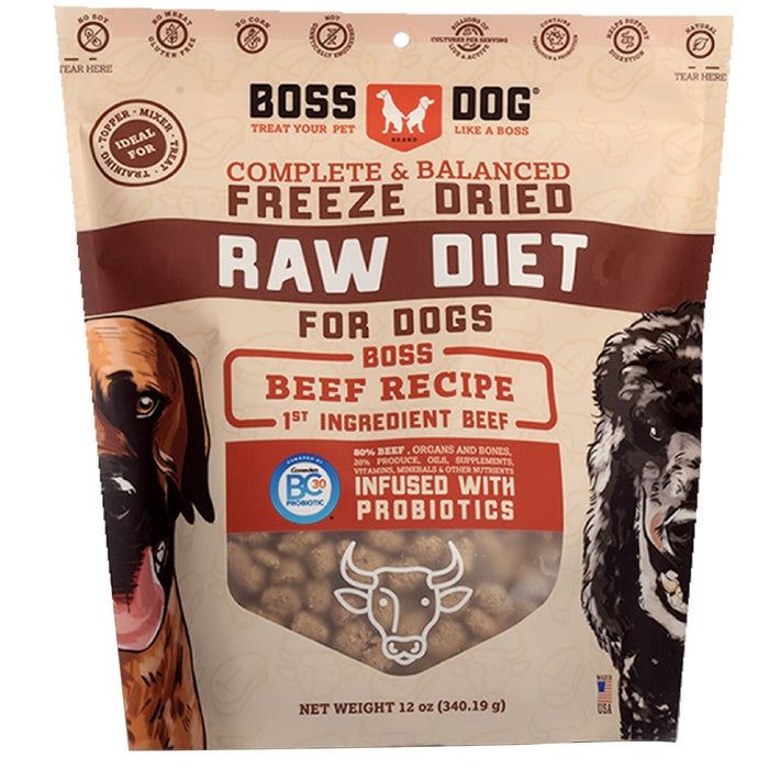 Boss Dog Freeze Dried Raw Diet Beef Recipe Dog Food