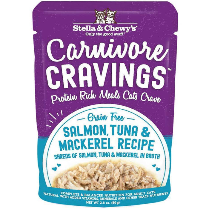 Stella & Chewy's Carnivore Cravings Shreds Salmon, Tuna & Mackerel Recipe Pouch Wet Cat Food