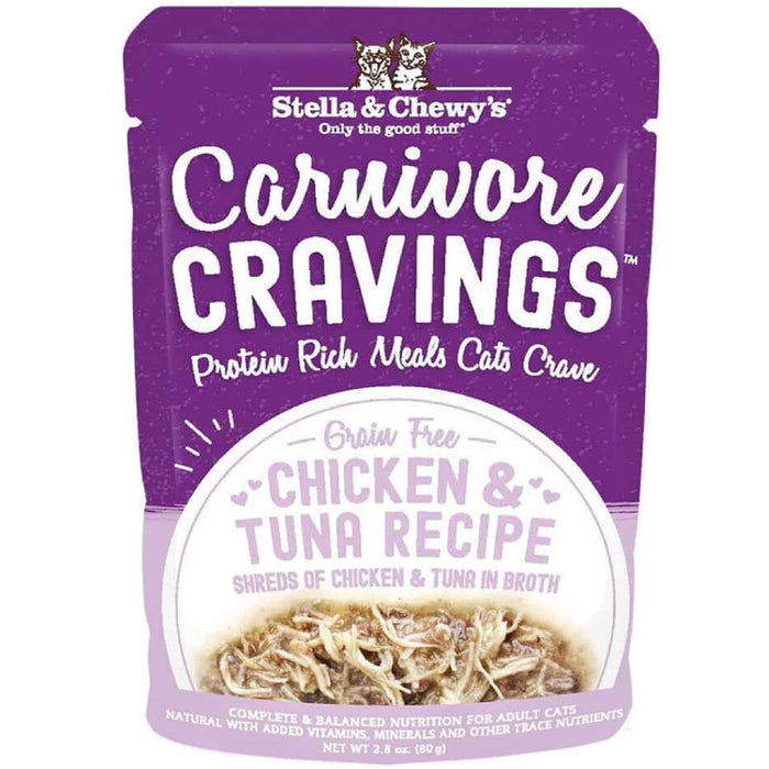 Stella & Chewy's Carnivore Cravings Shreds Chicken & Tuna Recipe Pouch Wet Cat Food