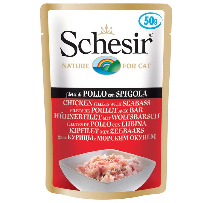 Schesir Chicken Fillet & Seabass In Pouch Wet Cat Food