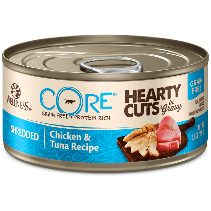 20% OFF: Wellness CORE Grain Free Hearty Cuts Shredded Chicken & Tuna Recipe Wet Cat Food