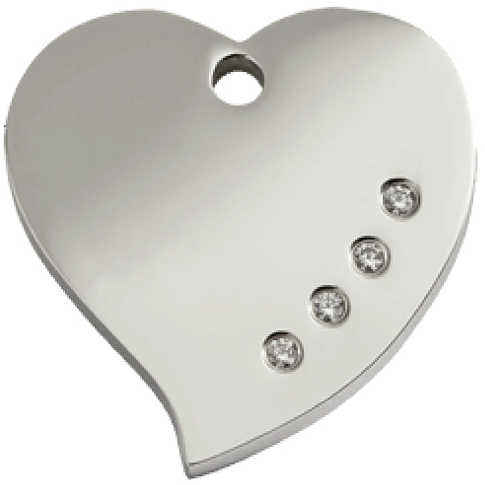 Red Dingo Diamante Polished Stainless Steel Heart Tag