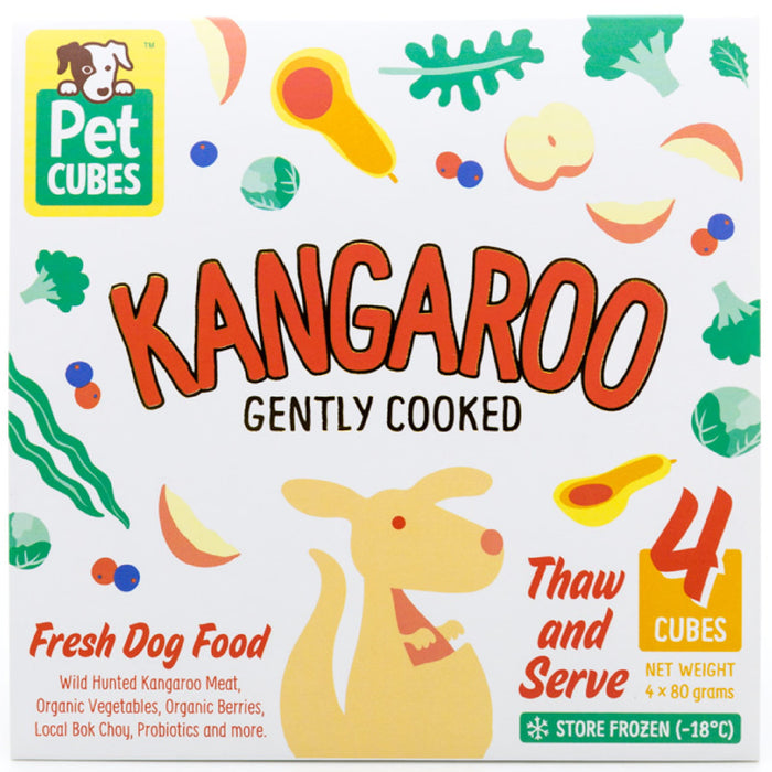 Pet Cubes Premium Complete Gently Cooked Kangaroo Fresh Food For Dogs (FROZEN)