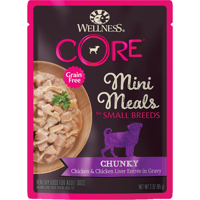 20% OFF: Wellness CORE Mini Meals For Small Breed Grain Free Chunky Chicken & Chicken Liver In Gravy Wet Dog Food