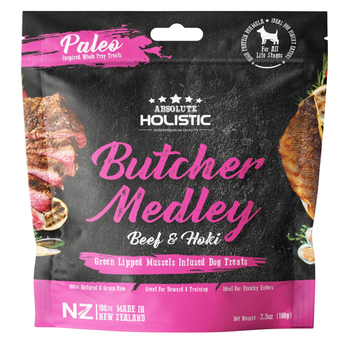 30% OFF: Absolute Holistic Air Dried Butcher Medley Beef & Hoki Dog Treats