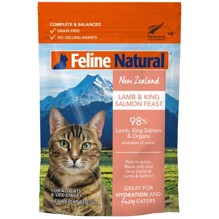 Feline Natural Grain Free New Zealand Lamb & King Salmon Feast Pouch Cat Food (12 Pouches)