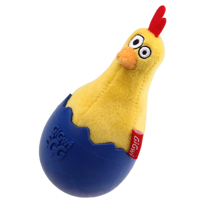 GiGwi Egg Wobble Fun Chicken With Squeaker Plush/TPR Toy For Dogs