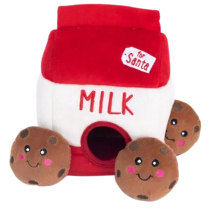 ZippyPaws Holiday Burrow Santa's Milk & Cookie Toy