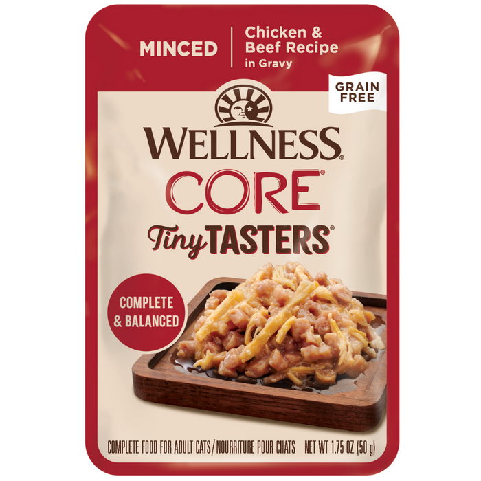 20% OFF: Wellness CORE® Tiny Tasters™ Minced Chicken & Beef In Gravy Recipe Wet Cat Food