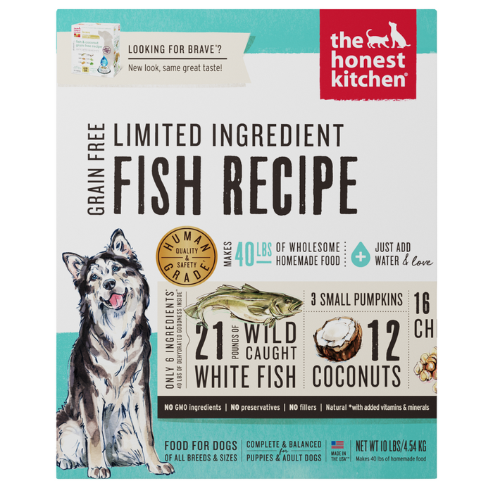 15% OFF: The Honest Kitchen Dehydrated Limited Ingredient Grain Free Fish Recipe Dog Food (Brave)