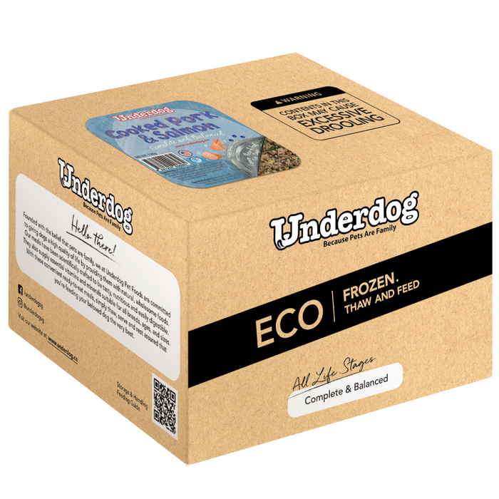 Underdog ECO Pack Complete & Balanced Cooked Pork & Salmon Recipe For Dogs (FROZEN)