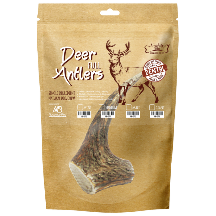 30% OFF: Absolute Bites Medium Whole Antler Dental Chews For Dogs