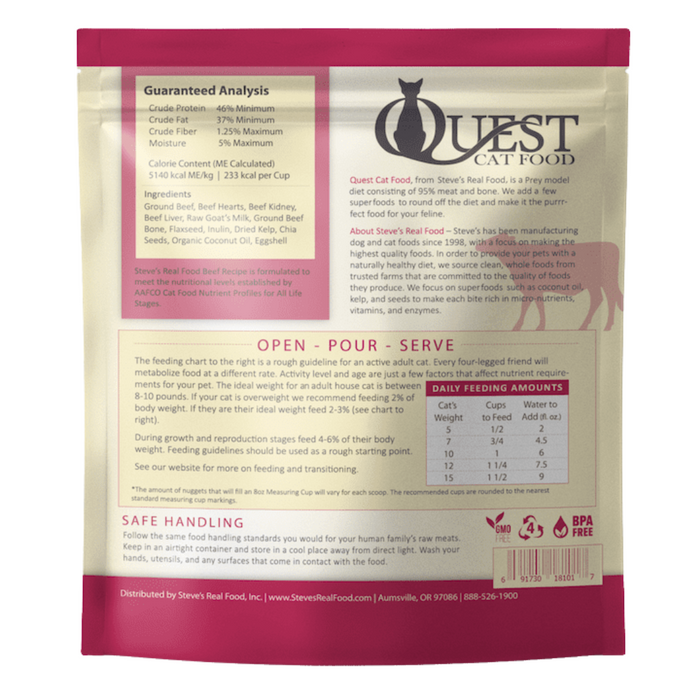 Steve's Real Food QUEST Freeze-Dried Raw Beef Diet Cat Food