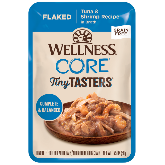 20% OFF: Wellness CORE® Tiny Tasters™ Flaked Flaked Tuna & Shrimp In Broth Recipe Wet Cat Food