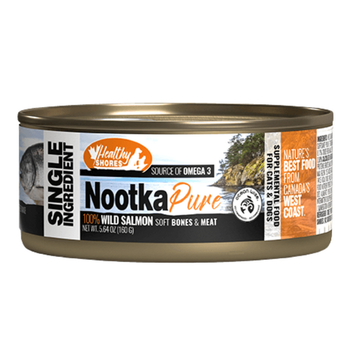 Healthy Shores Nootka Pure 100% Wild Salmon With Soft Bones & Meats Wet Food For Dogs & Cats