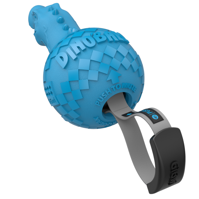 GiGwi "Push To Mute" Dinoball Light Blue T-Rex Toy For Dogs