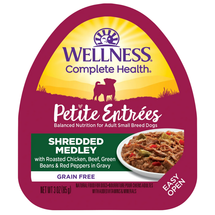 20% OFF: Wellness Small Breed Petite Entrees Shredded Medley Roasted Chicken, Beef, Green Beans & Red Peppers Wet Dog Food