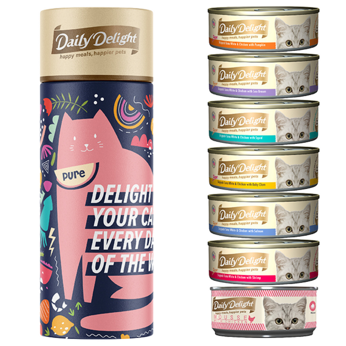 20% OFF: Daily Delight Special Tube Limited Edition PURE Wet Cat Food (7 Cans)