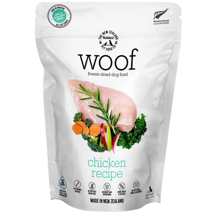 The NZ Natural Pet Food Co. WOOF Freeze Dried Raw Chicken Recipe Food For Dogs
