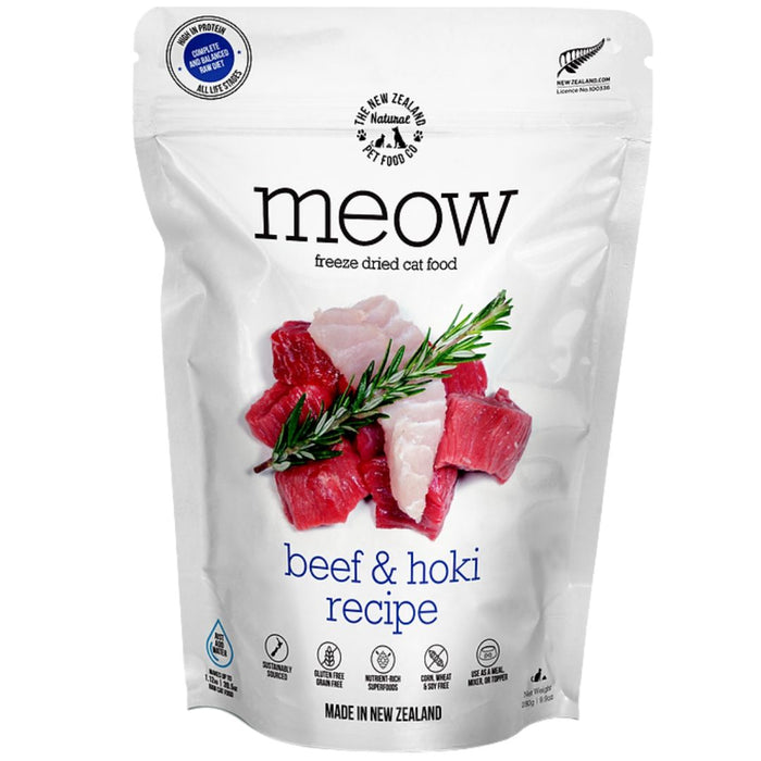30% OFF: The NZ Natural Pet Food Co. MEOW Freeze Dried Raw Beef & Hoki Recipe Food For Cats