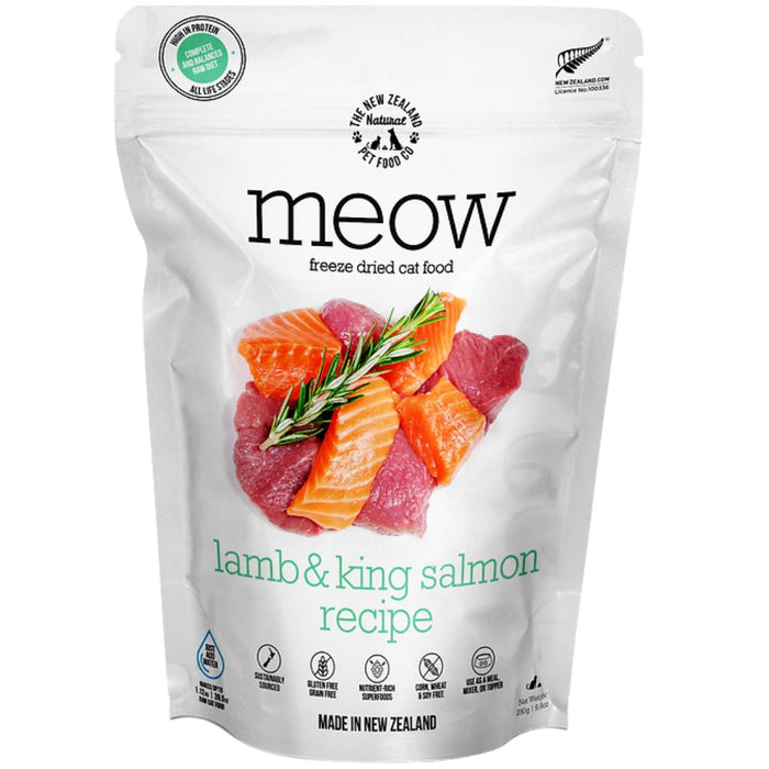 30% OFF: The NZ Natural Pet Food Co. MEOW Freeze Dried Raw Lamb & King Salmon Recipe Food For Cats
