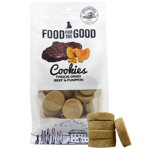 25% OFF: Food For The Good Freeze-Dried Beef & Pumpkin Cookie Treats For Dogs & Cats