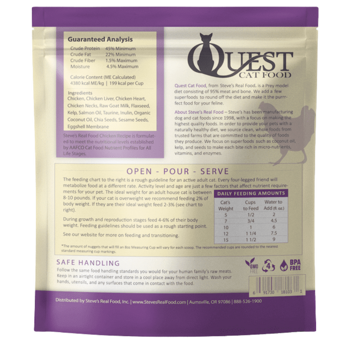 Steve's Real Food QUEST Freeze-Dried Raw Chicken Diet Cat Food
