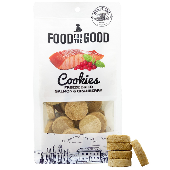 25% OFF: Food For The Good Freeze Dried Salmon & Cranberry Cookie Treats For Dogs & Cats