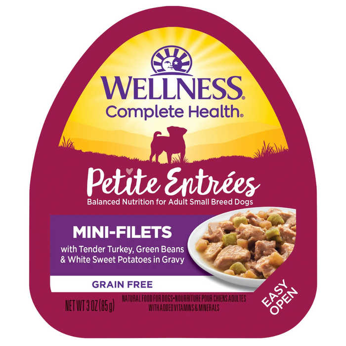 20% OFF: Wellness Small Breed Petite Entrees Mini-Filets Tender Turkey, Green Beans & White Sweet Potatoes in Gravy Wet Dog Food