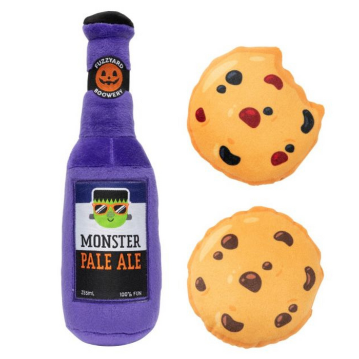 [HALLOWEEN 🎃 👻 ] 15% OFF: FuzzYard Monster Pale Ale & Cookies Plush Dog Toy