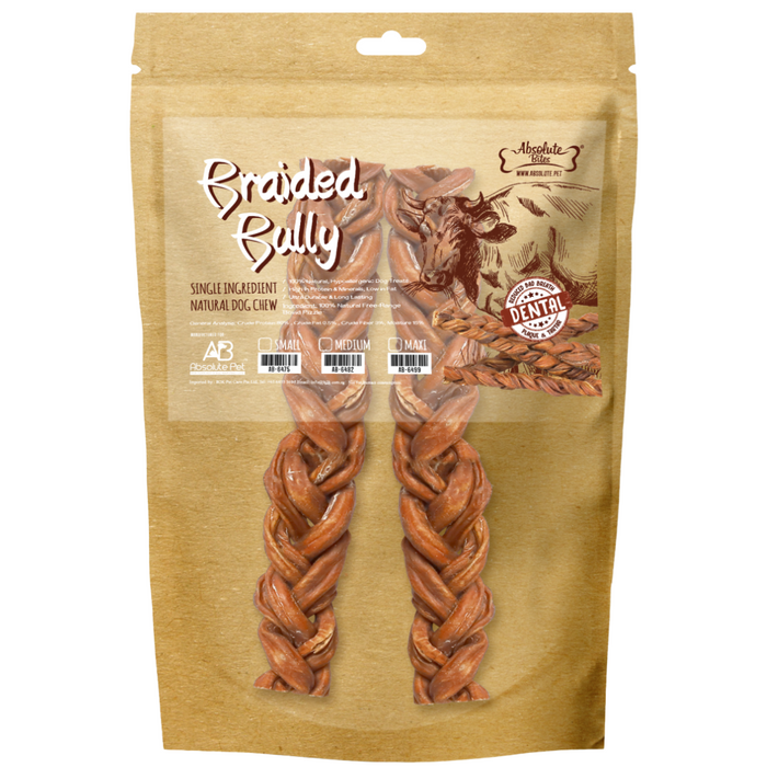 30% OFF: Absolute Bites Medium Braided Bully Chews For Dogs