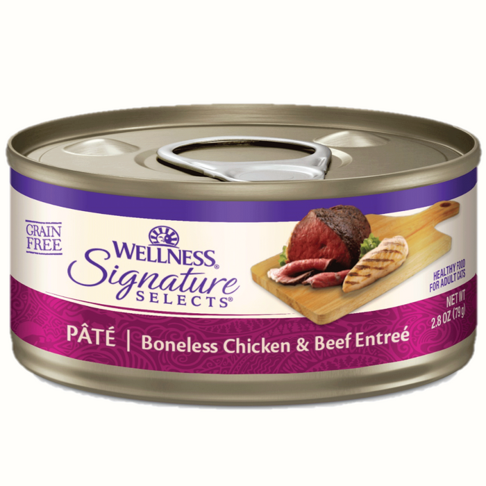 20% OFF: Wellness Signature Selects Grain Free Paté Boneless Chicken & Beef Entrée Wet Cat Food