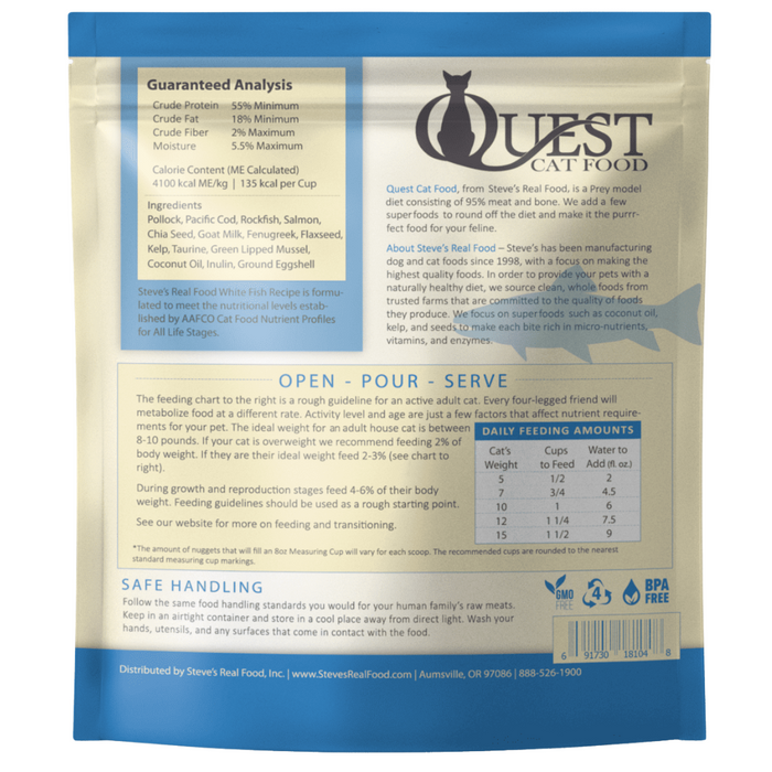 Steve's Real Food QUEST Freeze-Dried Raw Whitefish Diet Cat Food