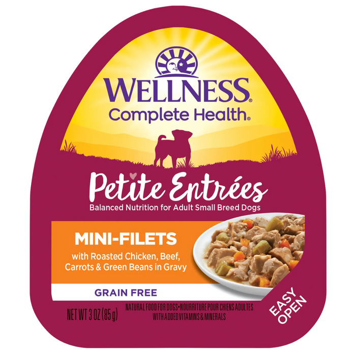 20% OFF: Wellness Small Breed Petite Entrees Mini-Filets Roasted Chicken, Beef, Carrots & Green Beans in Gravy Wet Dog Food