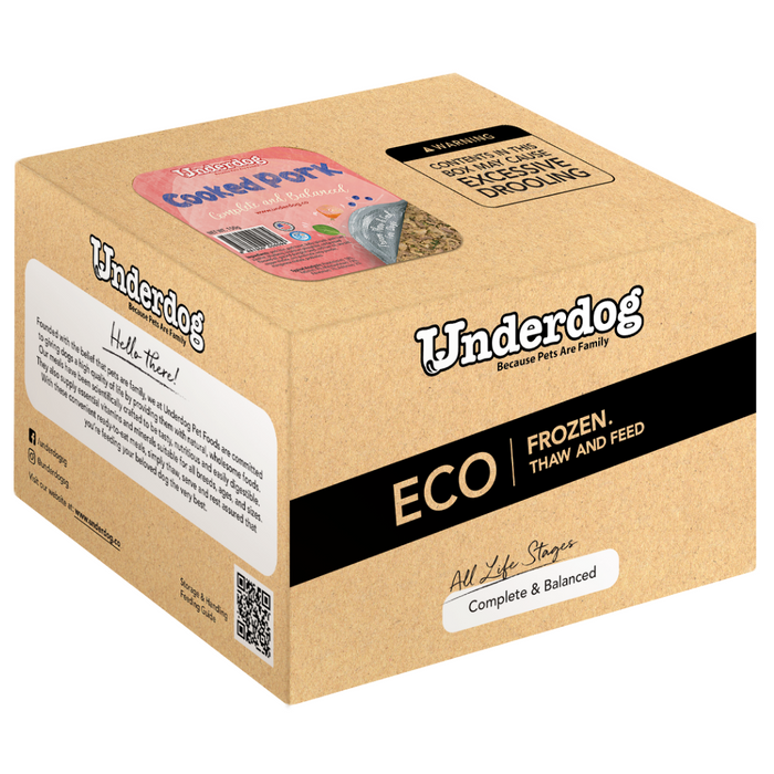 Underdog ECO Pack Complete & Balanced Cooked Pork Recipe For Dogs (FROZEN)