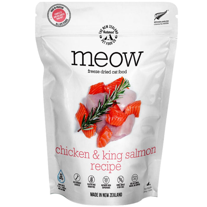 30% OFF: The NZ Natural Pet Food Co. MEOW Freeze Dried Raw Chicken & King Salmon Recipe Food For Cats