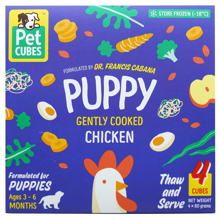 Pet Cubes Complete Gently Cooked Chicken Fresh Food For Puppy (FROZEN)