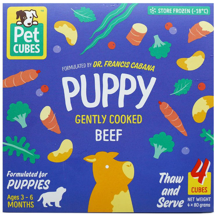 Pet Cubes Complete Gently Cooked Beef Fresh Food For Puppy (FROZEN)