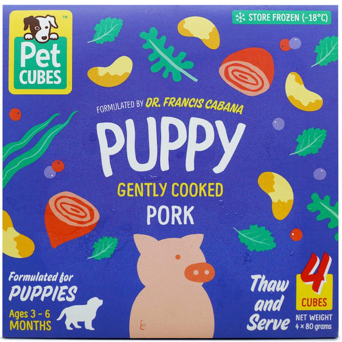 Pet Cubes Complete Gently Cooked Pork Fresh Food For Puppy (FROZEN)