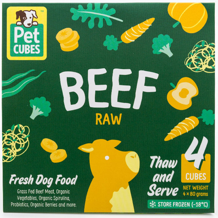 Pet Cubes Raw Beef Fresh Food For Dogs (FROZEN)