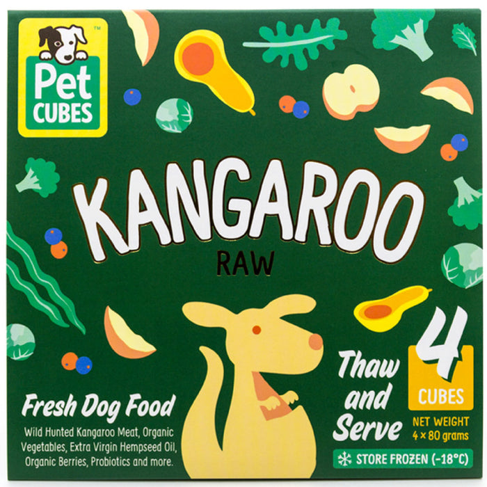 Pet Cubes Premium Raw Kangaroo Fresh Food For Dogs (FROZEN)