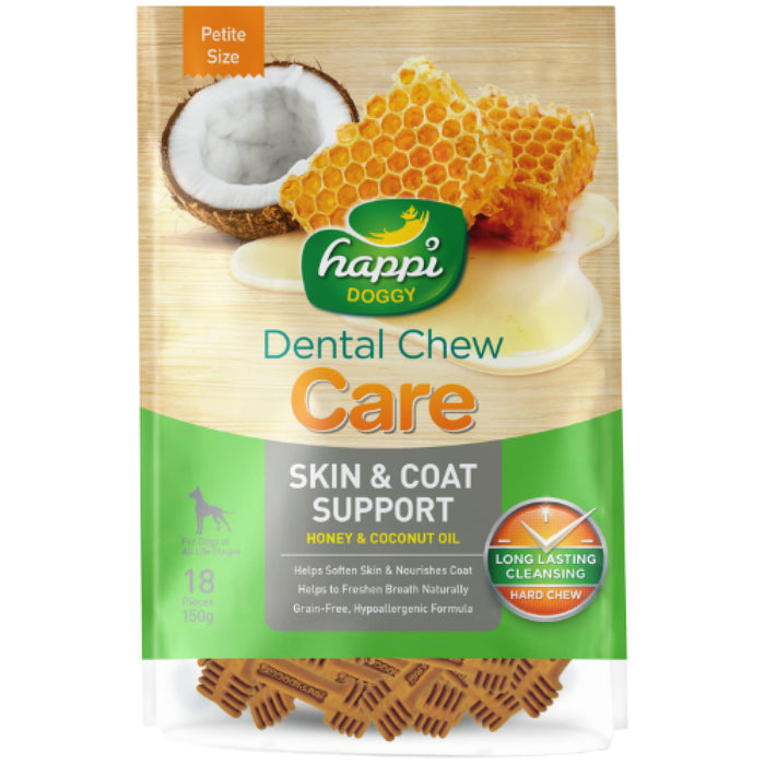 15% OFF: Happi Doggy Skin & Coat Support Honey & Coconut Oil Dental Chews