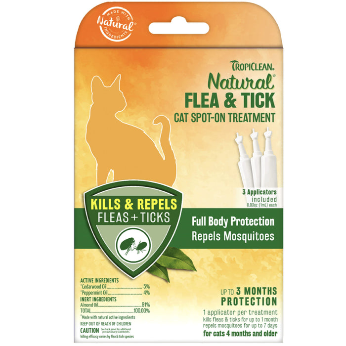 20% OFF: TropiClean Natural* Flea & Tick Spot On Treatment For Cats