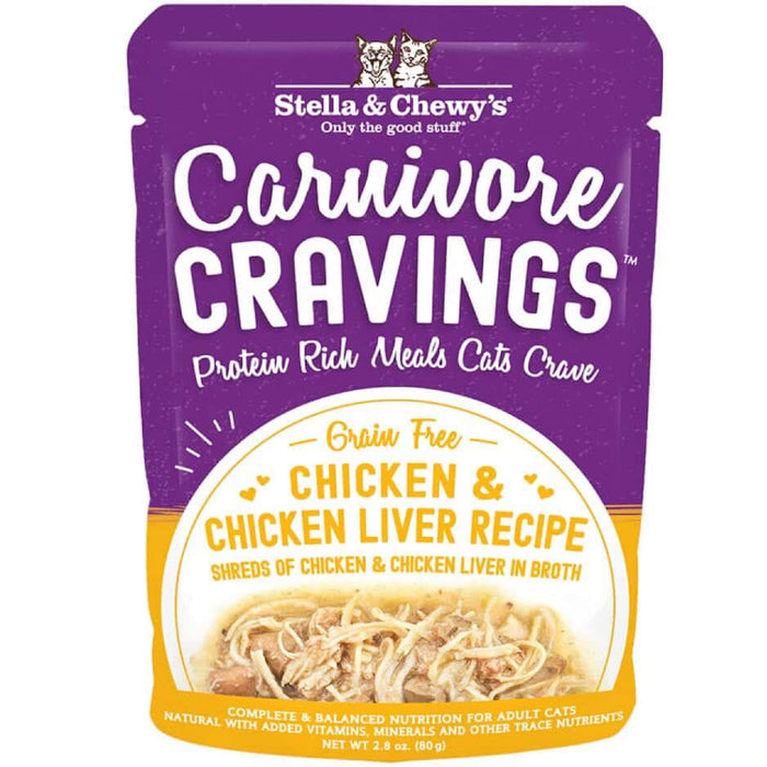 Stella & Chewy's Carnivore Cravings Shreds Chicken & Chicken Liver Recipe Pouch Wet Cat Food